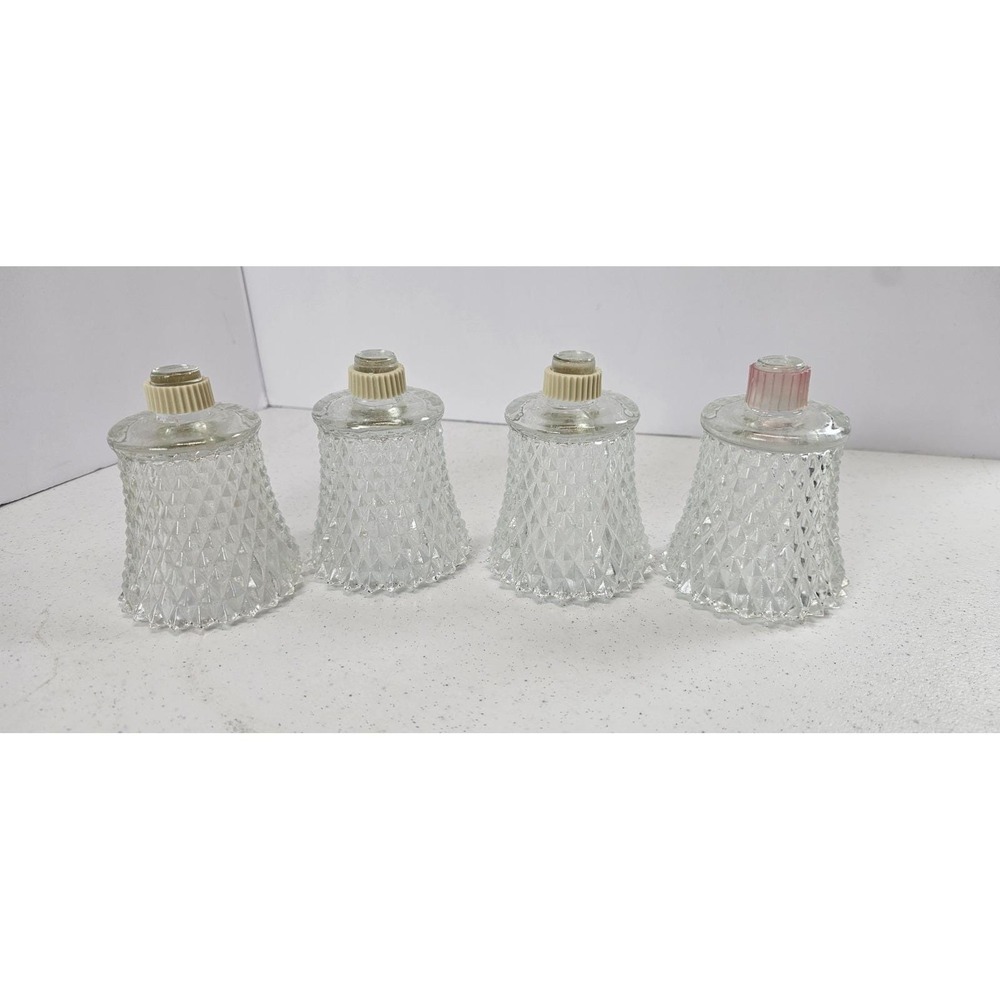 VTG Clear Diamond Point Glass Peg Votive Sconce Candle Holders Homco Set of 4